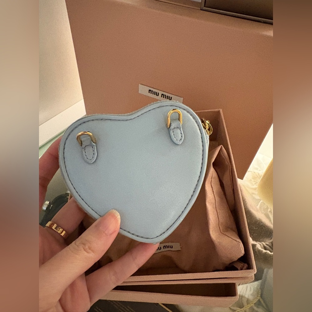 Miu Miu Light Blue Heart-Shaped Coin Purse - Picture 3 of 6